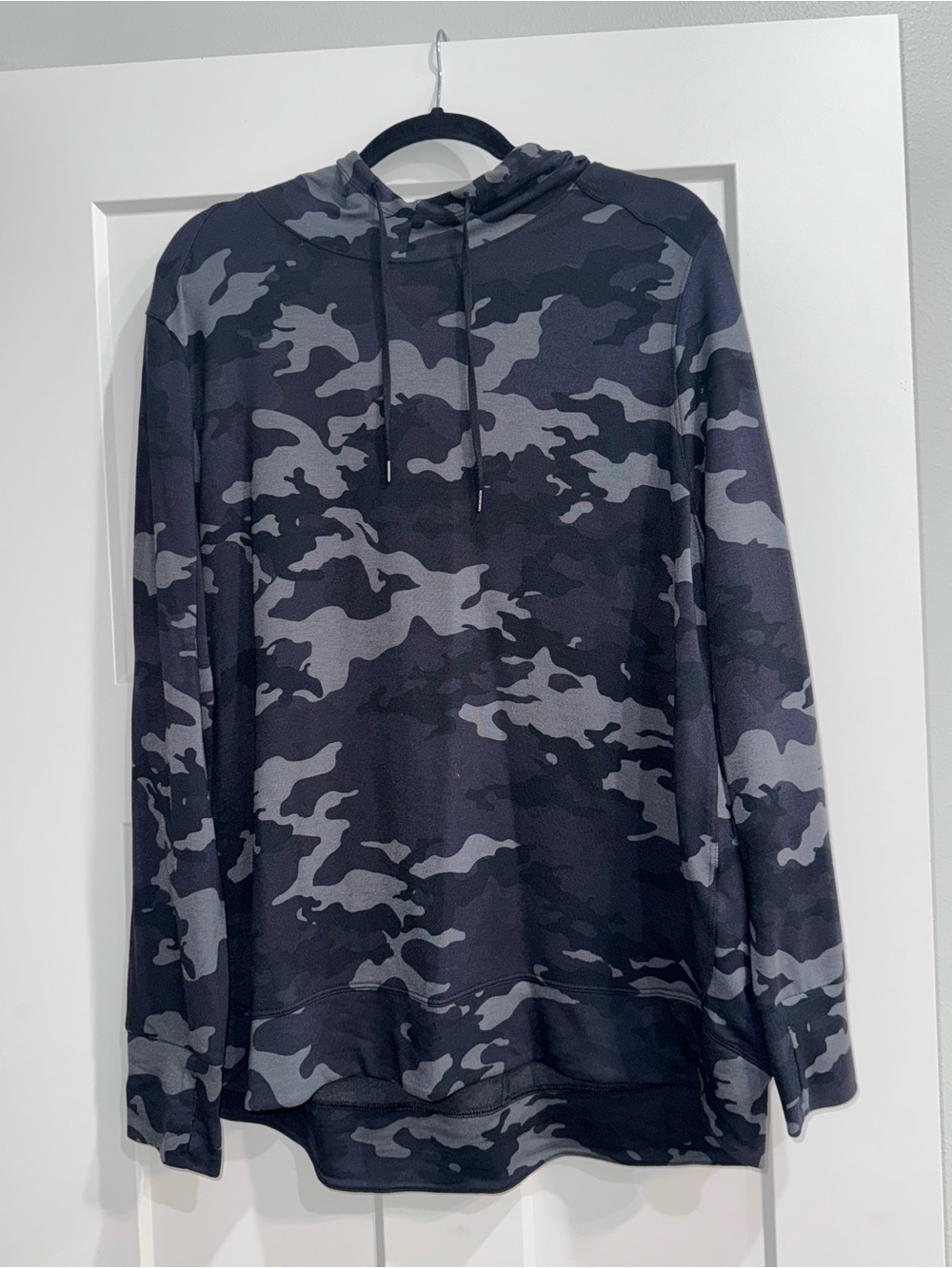 Women’s Black & Gray Camo Hooded Shirt
